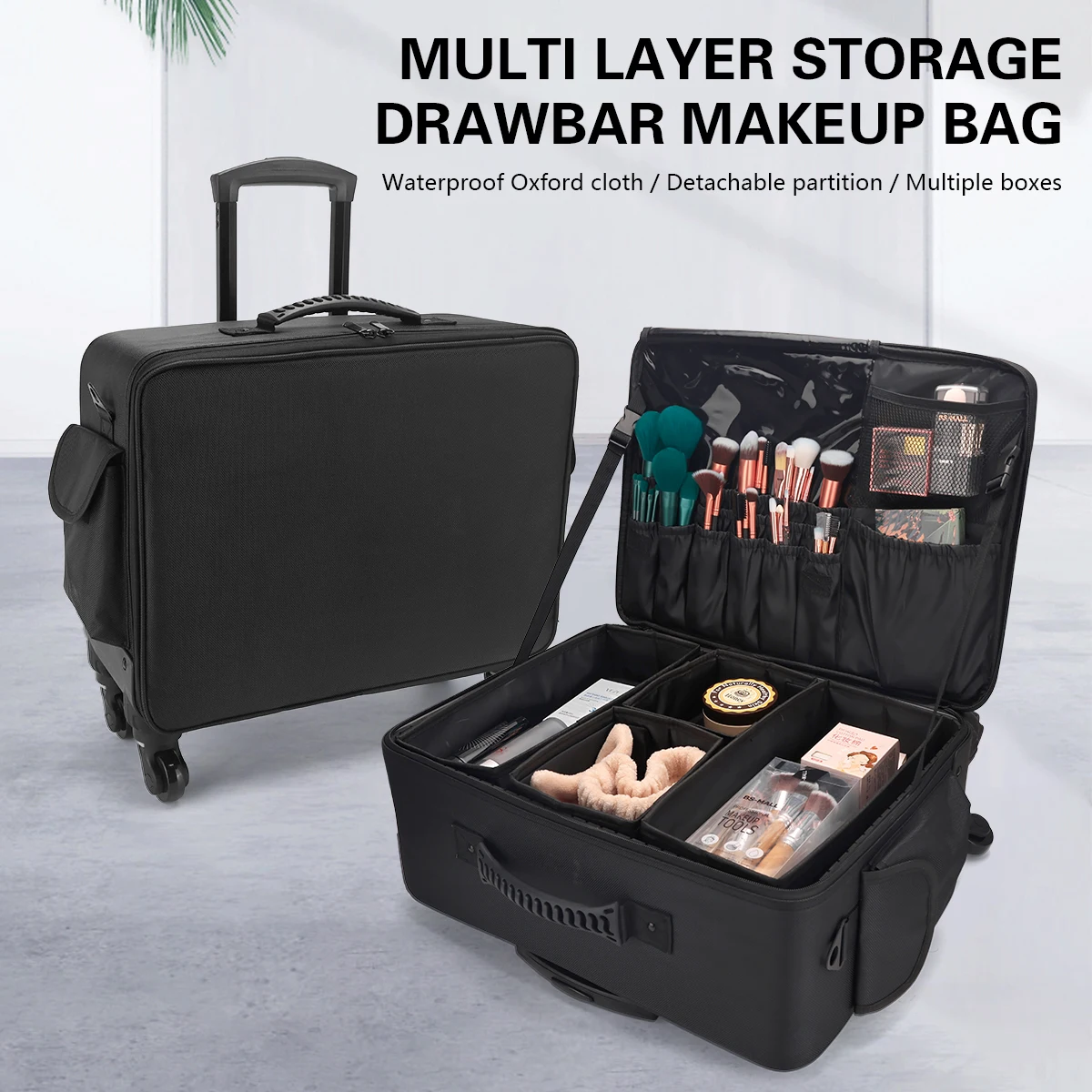 Beauty Makeup Trolley - Профессиональный парикмахерский чемодан-тележка с большим объемом